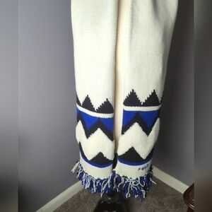 Polo Ralph Lauren Logo Geo-Motif 100%wool nordic knit scarf O/S 188x24cm